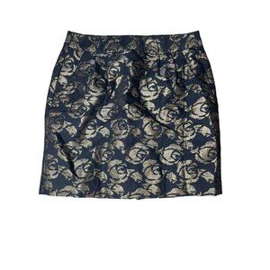 Ann Taylor Loft Womens Black Golden Floral Pleated Short Pencil Skirt Size 4P
